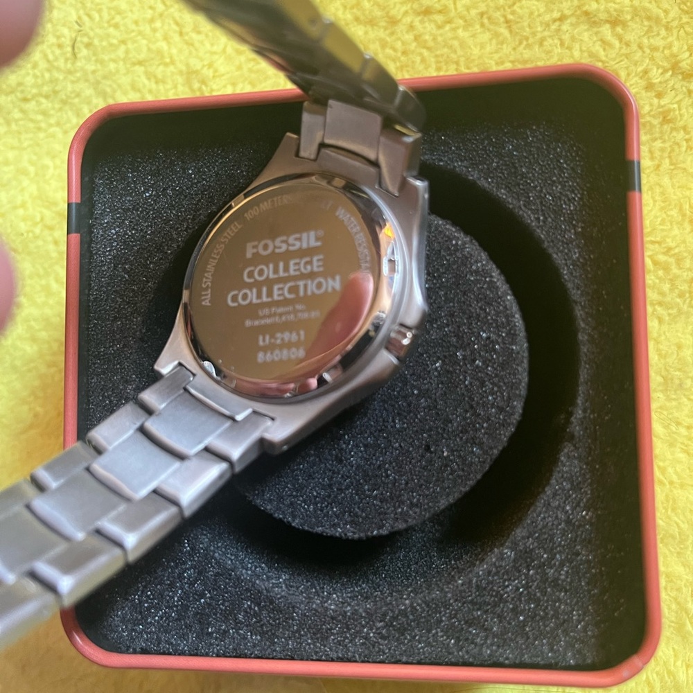 Fossil Men's Pitt Watch Silver/Chrome with Blue Face and Pitt Logo. - Picture 9 of 9